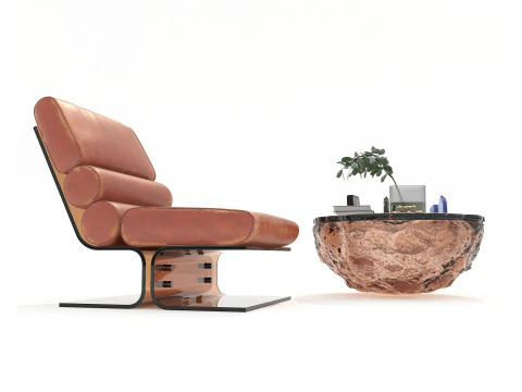 Mesa de centro e poltrona moderna 56 Modelo 3D