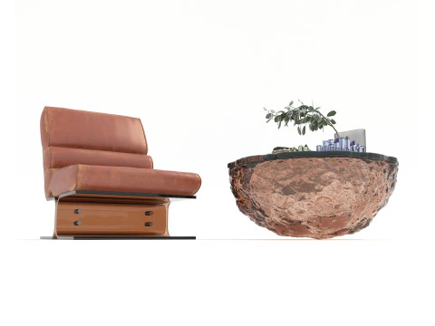 Mesa de centro e poltrona moderna 56 Modelo 3D