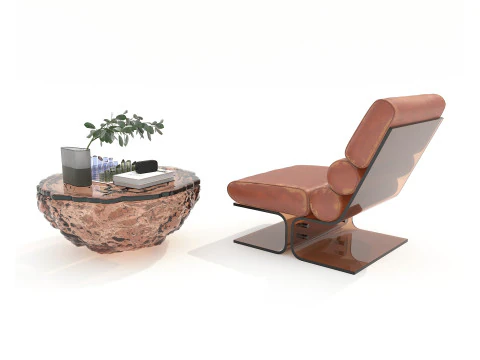 Mesa de centro e poltrona moderna 56 Modelo 3D