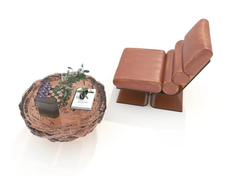 Mesa de centro e poltrona moderna 56 Modelo 3D