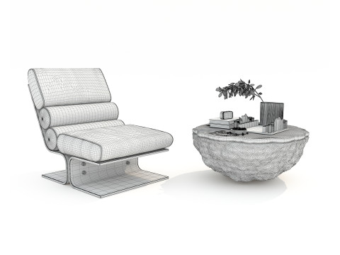 Modern Coffee Table and Armchair 56 3D 모델