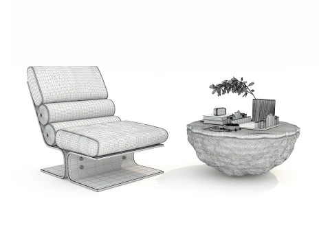 Mesa de centro e poltrona moderna 56 Modelo 3D