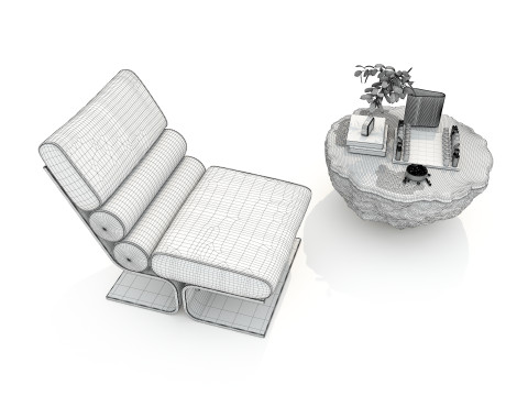 Modern Coffee Table and Armchair 56 3D 모델