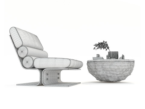 Modern Coffee Table and Armchair 56 3D 모델
