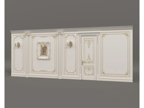Listwy ścienne w klasycznym stylu francuskim 50 Model 3D