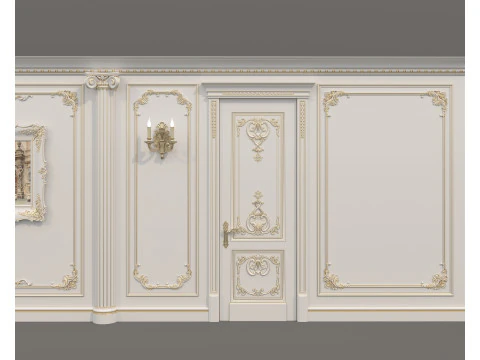 Listwy ścienne w klasycznym stylu francuskim 50 Model 3D