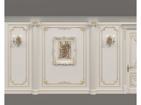 Listwy ścienne w klasycznym stylu francuskim 50 Model 3D