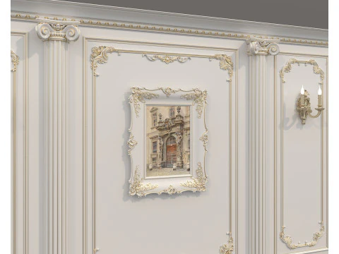Listwy ścienne w klasycznym stylu francuskim 50 Model 3D