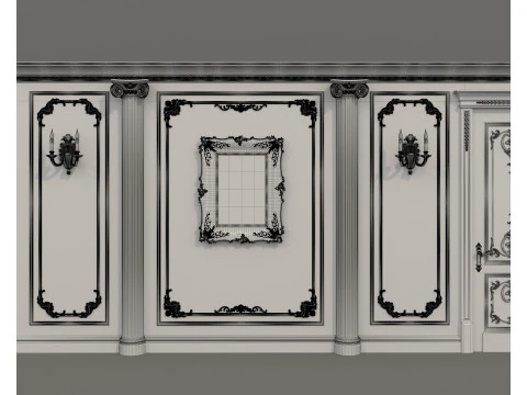Listwy ścienne w klasycznym stylu francuskim 50 Model 3D