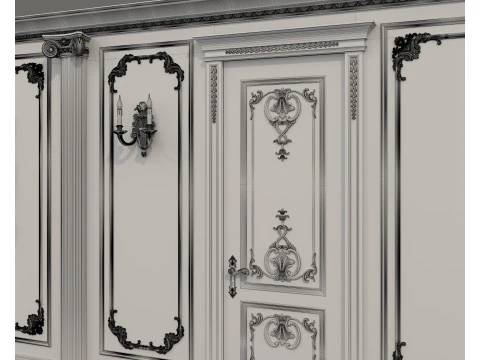 Listwy ścienne w klasycznym stylu francuskim 50 Model 3D