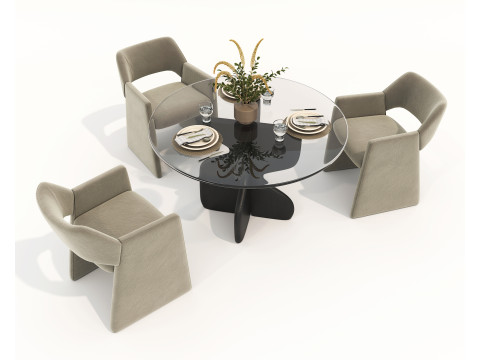Modern Dining Table and Chairs 44 Modello 3D