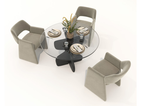 Modern Dining Table and Chairs 44 Modello 3D