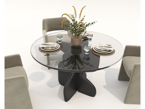 Modern Dining Table and Chairs 44 Modello 3D
