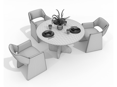 Modern Dining Table and Chairs 44 Modello 3D
