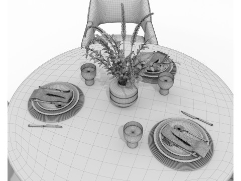 Modern Dining Table and Chairs 44 Modello 3D