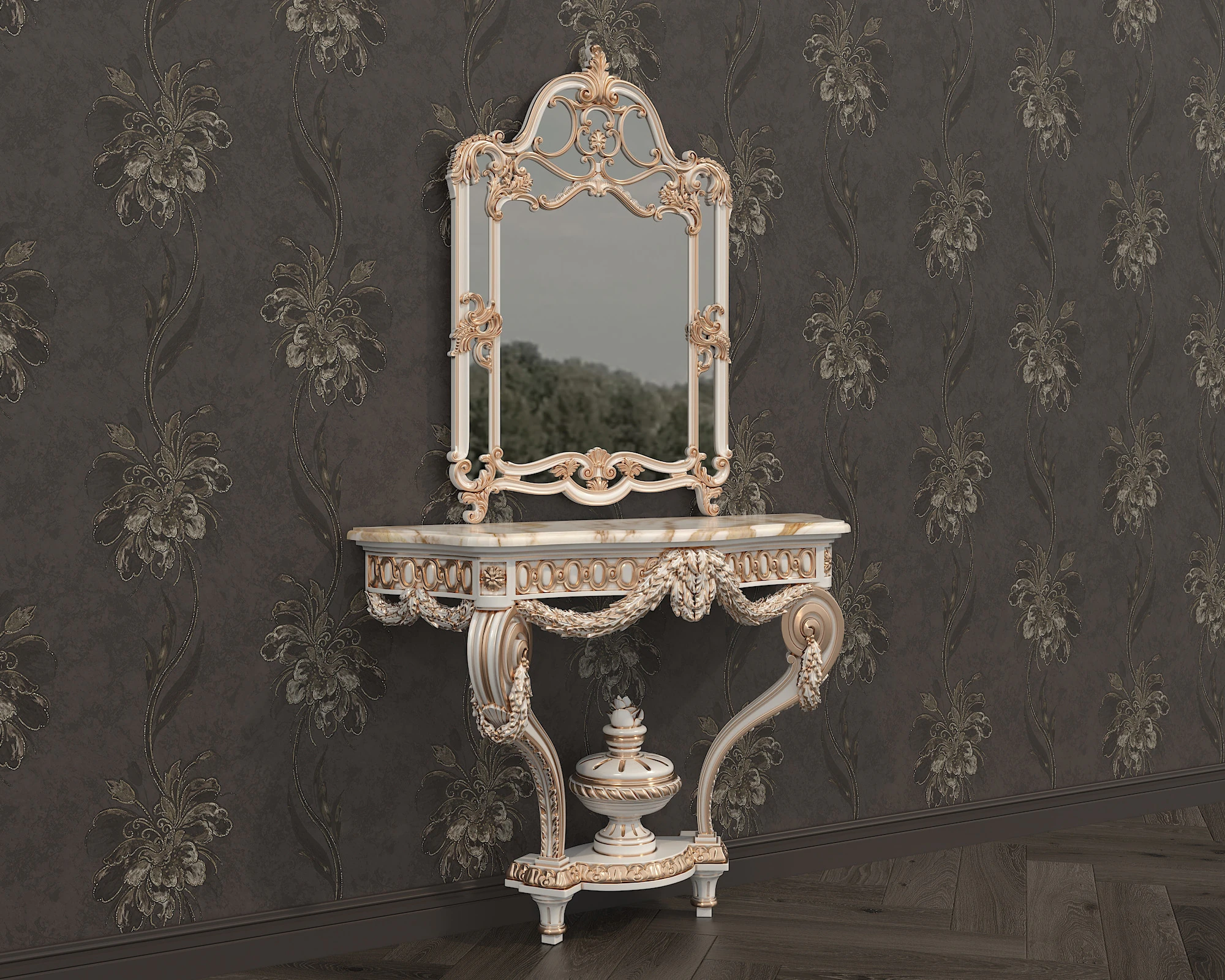 Classic European Style Console Table 6 3D Model .c4d .max .obj .3ds .fbx .stl .blend 