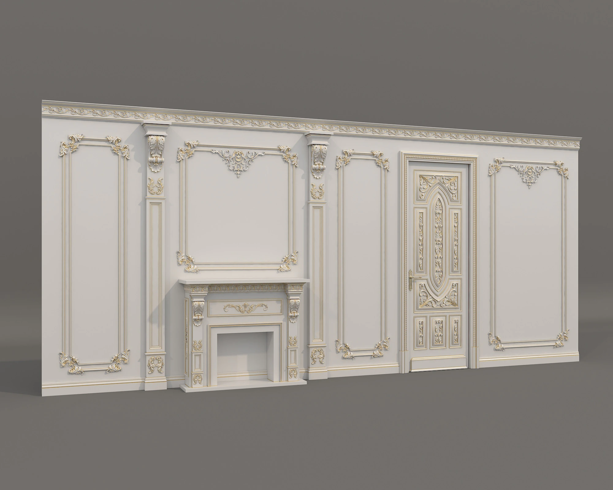 Wall Molding in Classic French Style 51 3D Model .c4d .max .obj .3ds .fbx .stl .blend