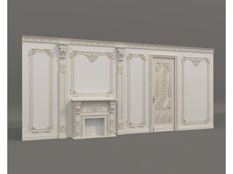 Klasik Fransız Stilinde Duvar Kalıplama 51 3D Model