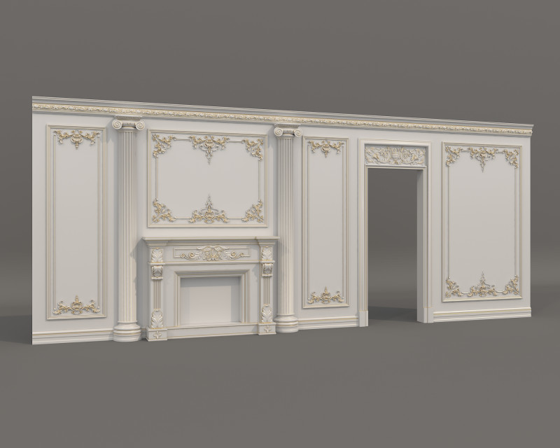 Wall Molding in Classic French Style 52 3D Модель .c4d .max .obj .3ds .fbx .stl .blend
