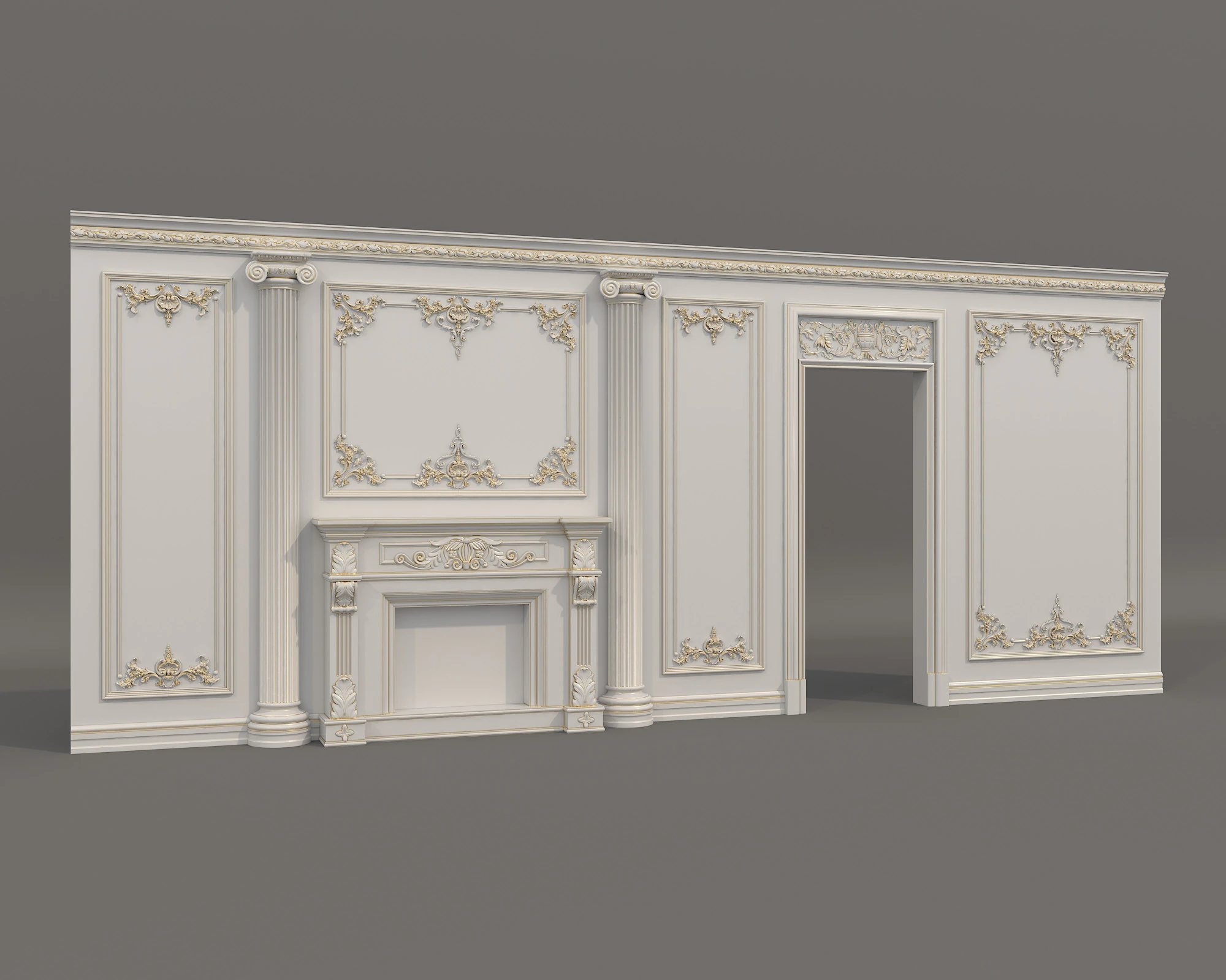 Wall Molding in Classic French Style 52 3D Model .c4d .max .obj .3ds .fbx .stl .blend 