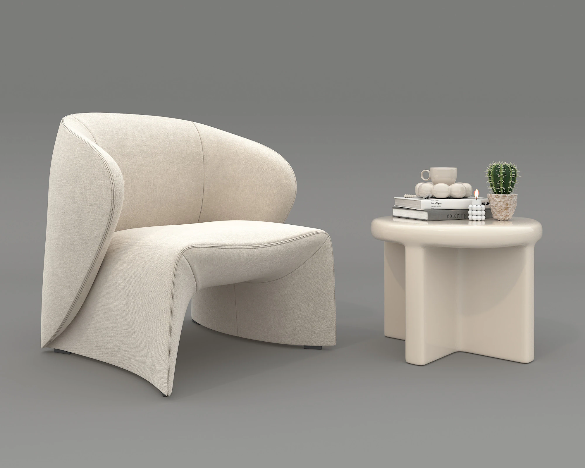 Modern Coffee Table and Armchair 57 3D Model .c4d .max .obj .3ds .fbx .stl .blend 