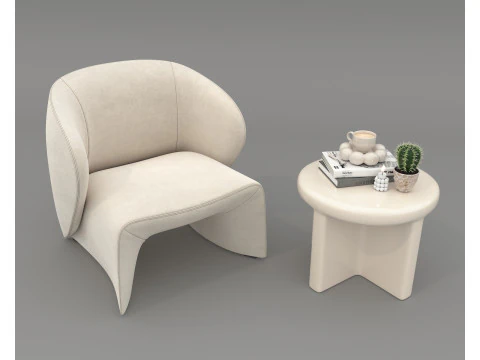 Modern Coffee Table and Armchair 57 3D Model