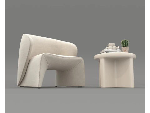 Modern Coffee Table and Armchair 57 3D Model