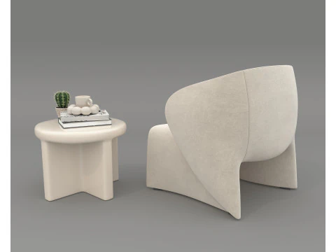 Modern Coffee Table and Armchair 57 3D Model