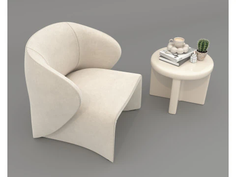 Modern Coffee Table and Armchair 57 3D Model
