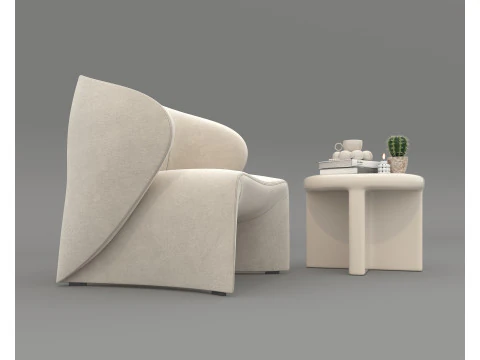 Modern Coffee Table and Armchair 57 3D Model
