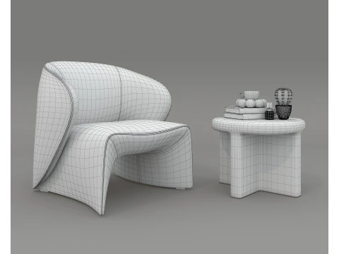 Modern Coffee Table and Armchair 57 3D Model