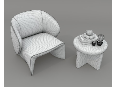 Modern Coffee Table and Armchair 57 Modelo 3D