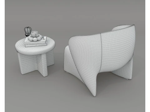 Modern Coffee Table and Armchair 57 3D Model