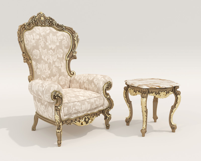 Classic European Style Coffee Table and Armchair 32 3D-Modell .c4d .max .obj .3ds .fbx .stl .blend