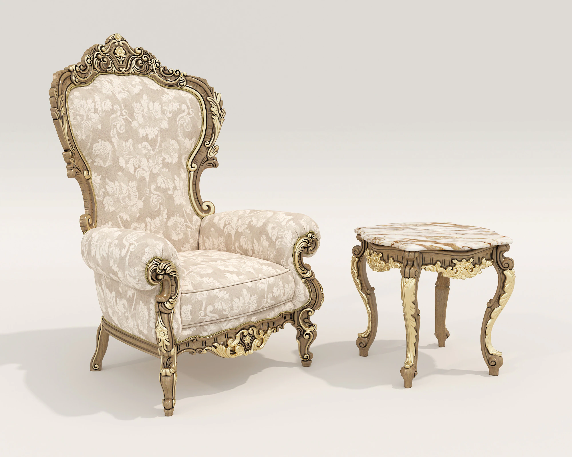 Mesa de centro e poltrona cl&aacute;ssica estilo europeu 32 Modelo 3D .c4d .max .obj .3ds .fbx .stl .blend 