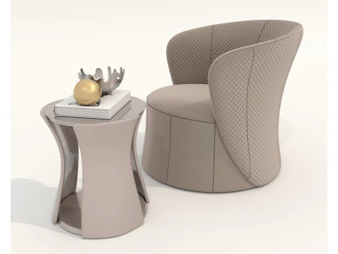 Modern Coffee Table and Armchair 58 3D Model