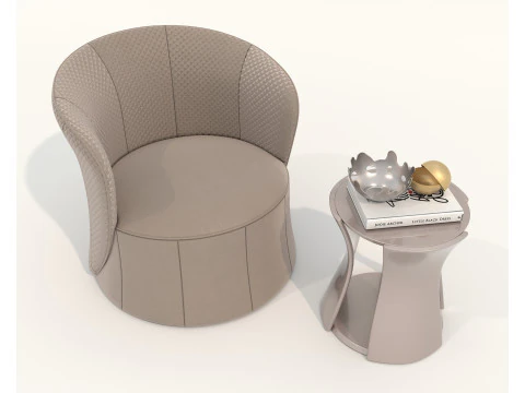 Modern Coffee Table and Armchair 58 3D Model
