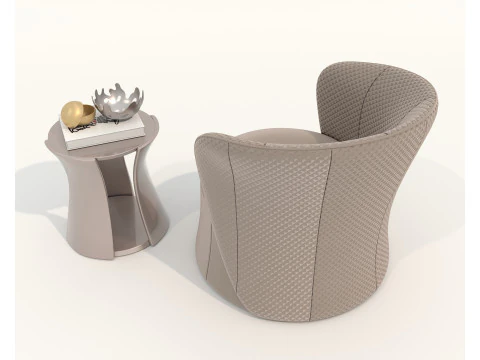 Modern Coffee Table and Armchair 58 3D Model