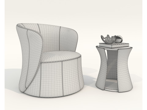 Modern Coffee Table and Armchair 58 Modello 3D