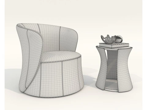 Modern Coffee Table and Armchair 58 3D Model