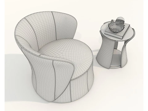 Modern Coffee Table and Armchair 58 3D Model