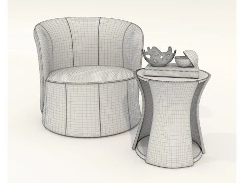 Modern Coffee Table and Armchair 58 3D Model