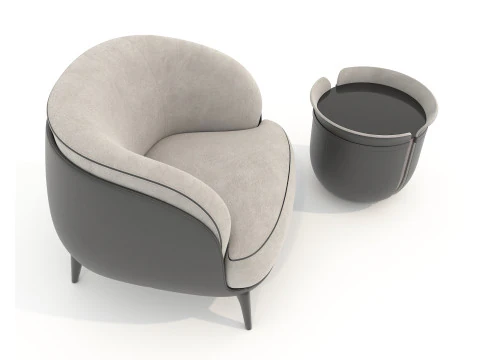 Tavolino e Poltrona Moderni 59 Modello 3D