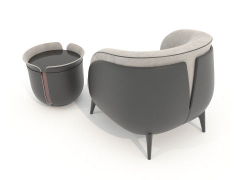 Modern Coffee Table and Armchair 59 3D-Modell