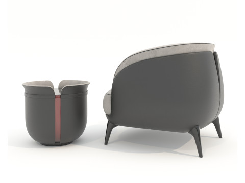 Modern Coffee Table and Armchair 59 3D-Modell