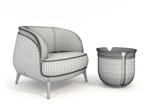 Modern Coffee Table and Armchair 59 3D-Modell
