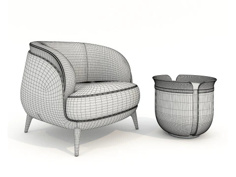 Tavolino e Poltrona Moderni 59 Modello 3D