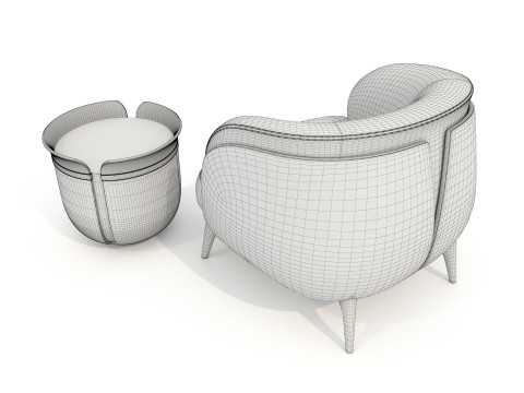 Modern Coffee Table and Armchair 59 3D-Modell