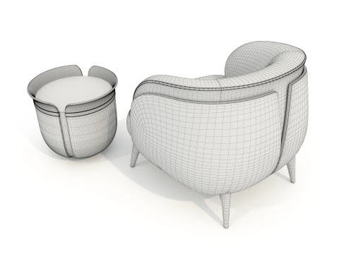 Tavolino e Poltrona Moderni 59 Modello 3D