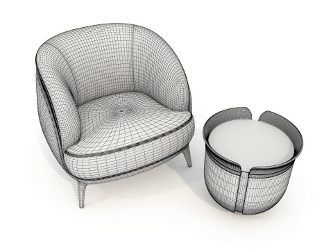 Tavolino e Poltrona Moderni 59 Modello 3D
